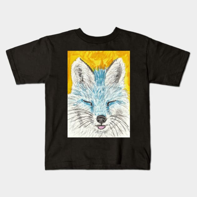 Blue fox face Kids T-Shirt by SamsArtworks